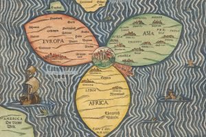 kaart met Jeruzalem als het middelpunt van de wereld